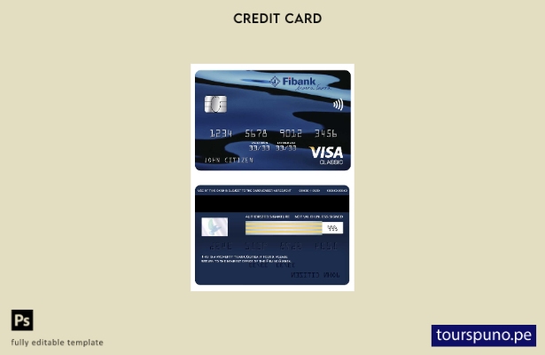 lista para imprimir plantilla de tarjeta clásica visa Fibank de Guinea